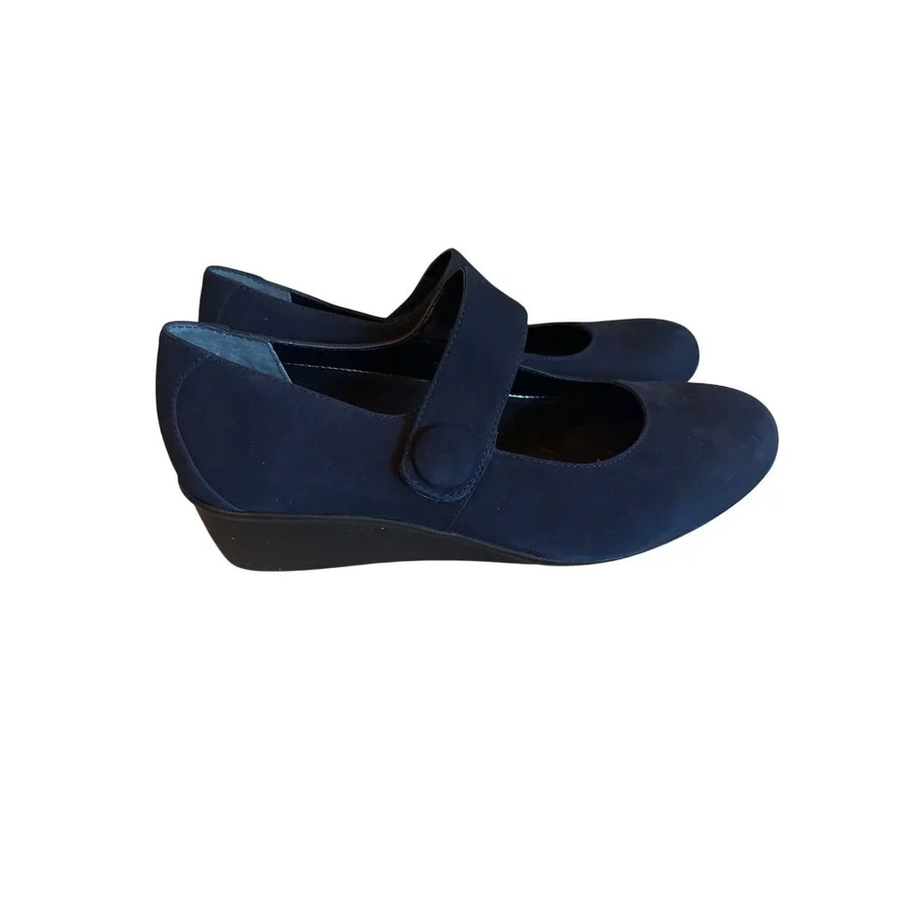 Ros Hommerson‎ Womens Navy Wedge Elsa Mary Jane Shoes Size 8
